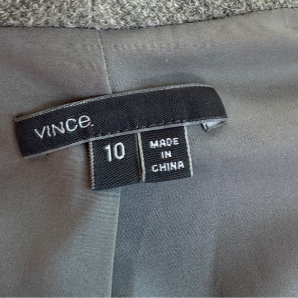 Vince Black& Gray Women's Boucle Moto jacket with leather sleeves, shawl collar. - Picture 6 of 9